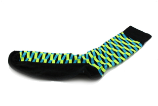  Nadměrné ponožky "kvádr" žlutá/ modrá